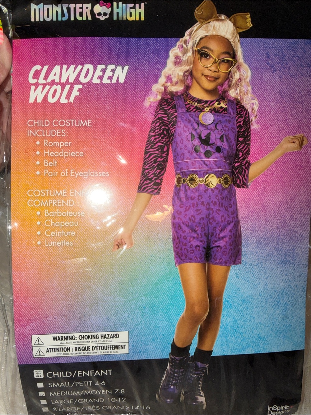 Monster High Clawdeen Wolf Purple Kids Costume with Glasses
